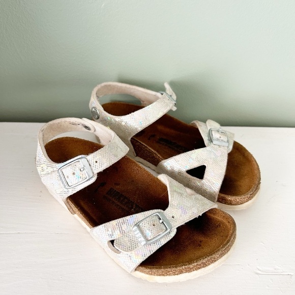 Birkenstock Silver Sparkle Rio Sandals with Buckles - Picture 1 of 3